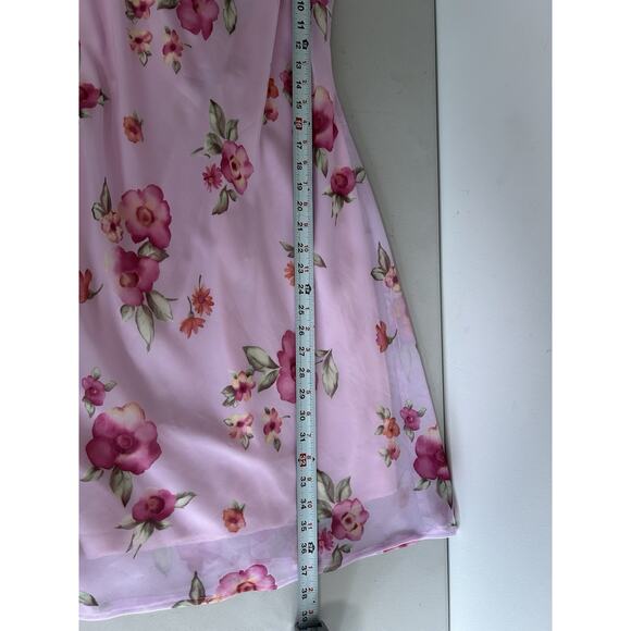Vintage Studio Y Mini Y2K Chiffon Dress 3/4 Cottage Roses Fairy Core Pink - Picture 8 of 9